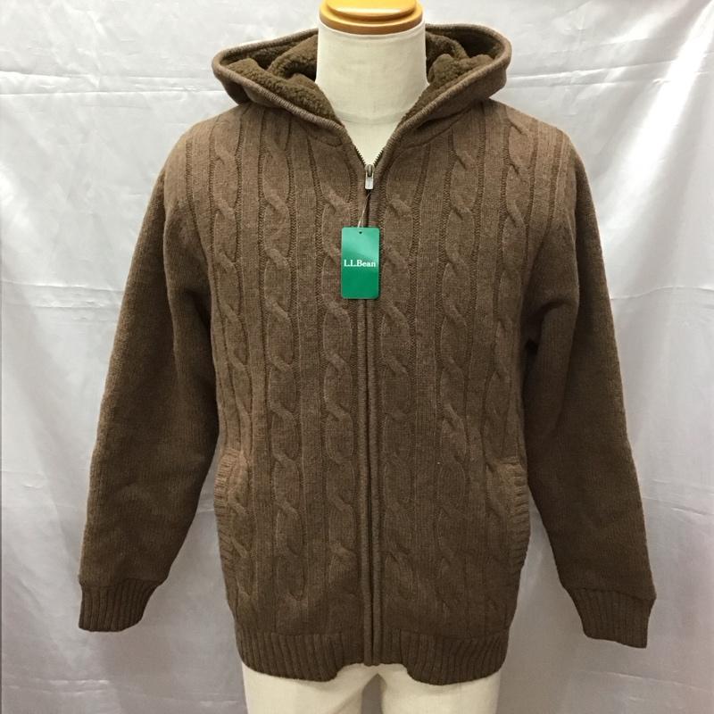 エルエルビーン L.L.Bean パーカー 長袖 273636 ニット フルジップ 裏フリース ジャパンフィット タグ付き M  茶 / ブラウン /  メンズ USED 古着 中古 10112402