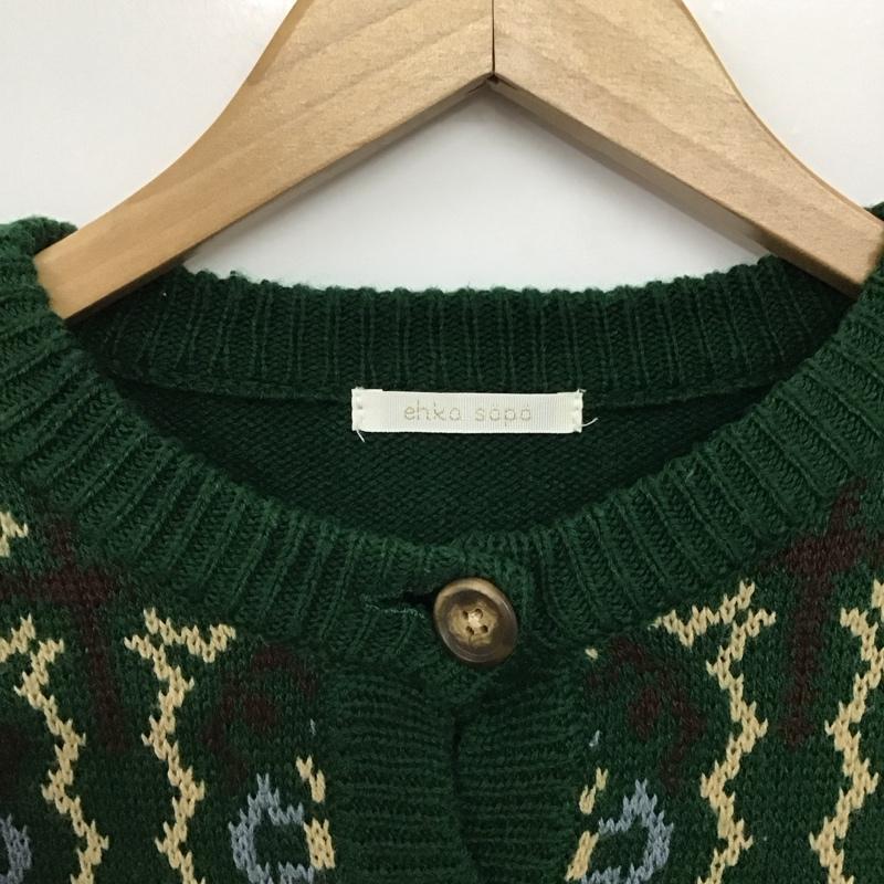 エヘカソポ ehka sopo カーディガン 長袖 1606325 クルーネック FREE 総柄 マルチカラー / マルチカラー /  レディース USED 古着 中古 10147176