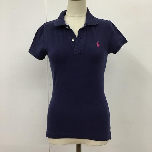 ラルフローレン RALPHLAUREN ポロシャツ 半袖 コットン XS ワンポイント 紺 / ネイビー /  レディース USED 古着 中古 10114074