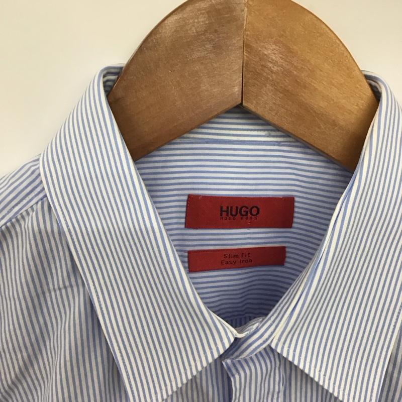 ヒューゴボス HUGO BOSS シャツ、ブラウス 長袖 長袖シャツ ストライプシャツ カラーシャツ ストライプ 白 / ホワイト / X 水色 / ライトブルー /  メンズ USED 古着 中古 10132890