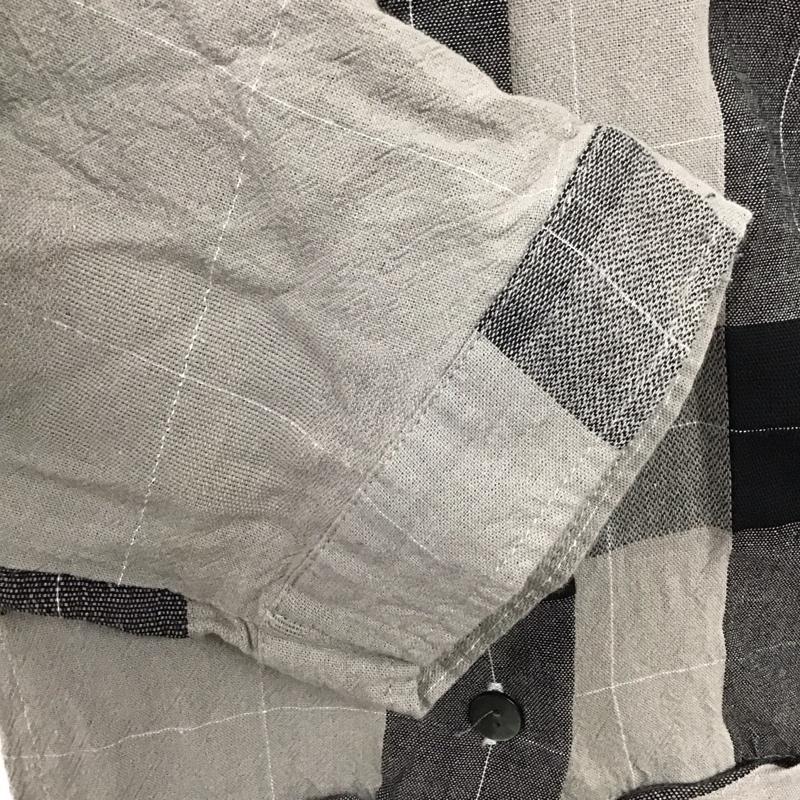 アンドヤーン &yarn ワンピース ロングスカート WNY-049 ドルマンスリーブ 前開き スタンドネック チェック 灰 / グレー / X 黒 / ブラック /  レディース USED 古着 中古 10122661