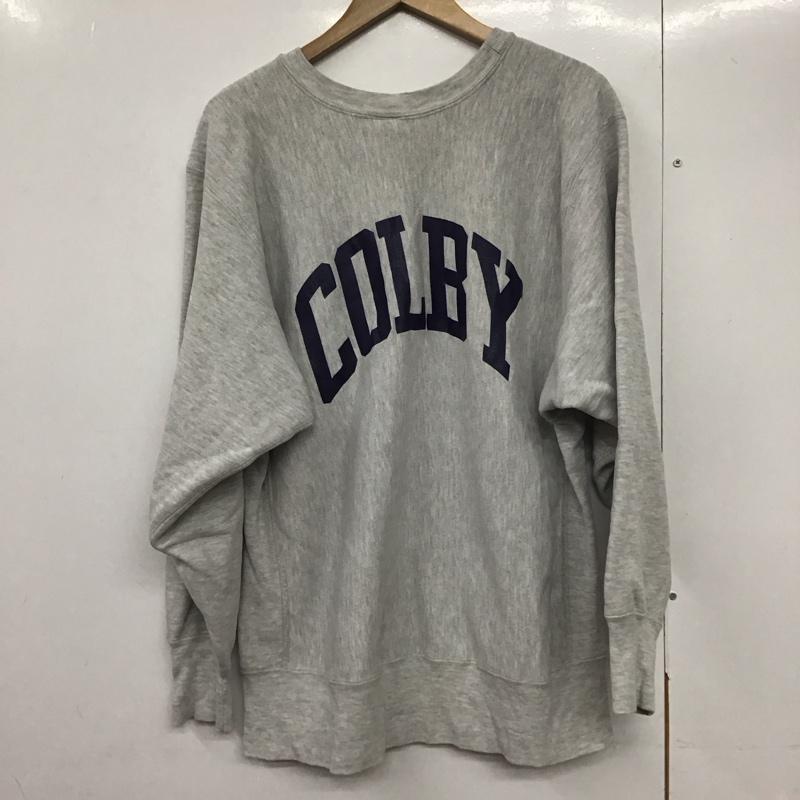 チャンピオン Champion トレーナー 長袖 長袖トレーナー スウェット クルーネック プルオーバー XL ロゴ、文字 灰 / グレー /  メンズ USED 古着 中古 10142351