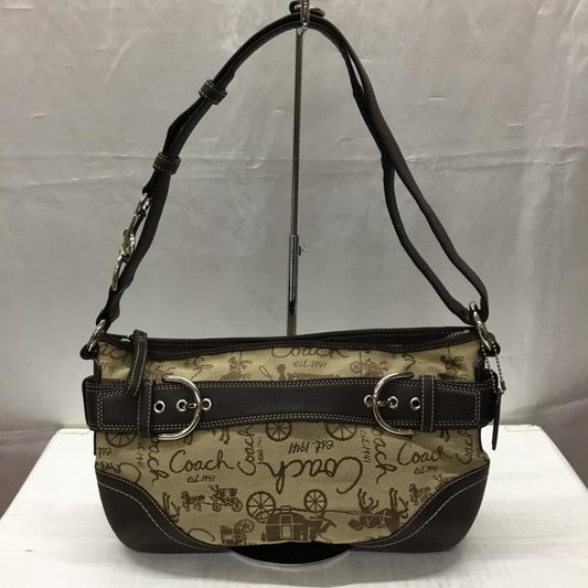 コーチ COACH ショルダーバッグ ショルダーバッグ F14442 馬車柄 ロゴ、文字 ベージュ / ベージュ / X 茶 / ブラウン /  レディース USED 古着 中古 10108861