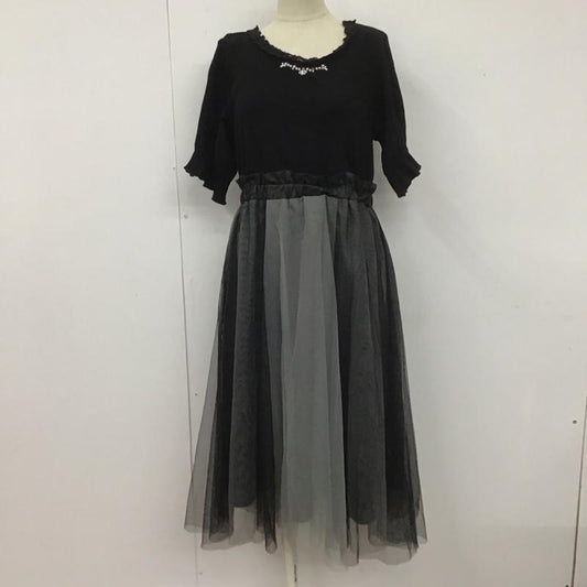 アクシーズファム axes femme ワンピース ロングスカート 半袖ロングワンピース フレアスカート レースワンピース M 無地 黒 / ブラック /  レディース USED 古着 中古 10107717