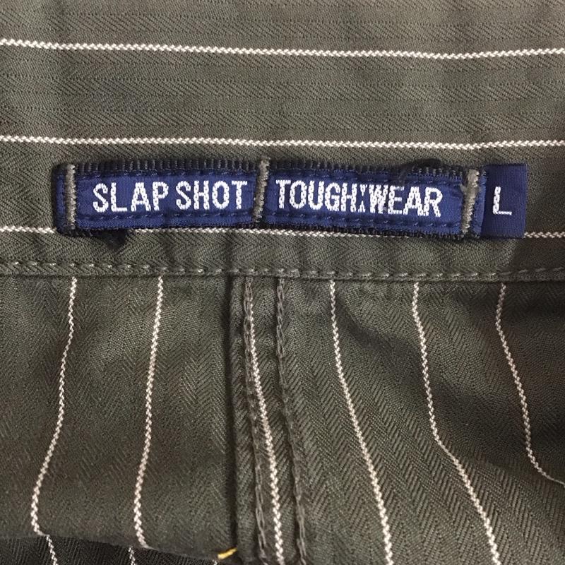 スラップショット SLAP SHOT ジャケット、上着 ジャケット、ブレザー カジュアルジャケット ロングカラージャケット ポケットジャケット アウター L ストライプ カーキ / カーキ /  メンズ USED 古着 中古 10124832