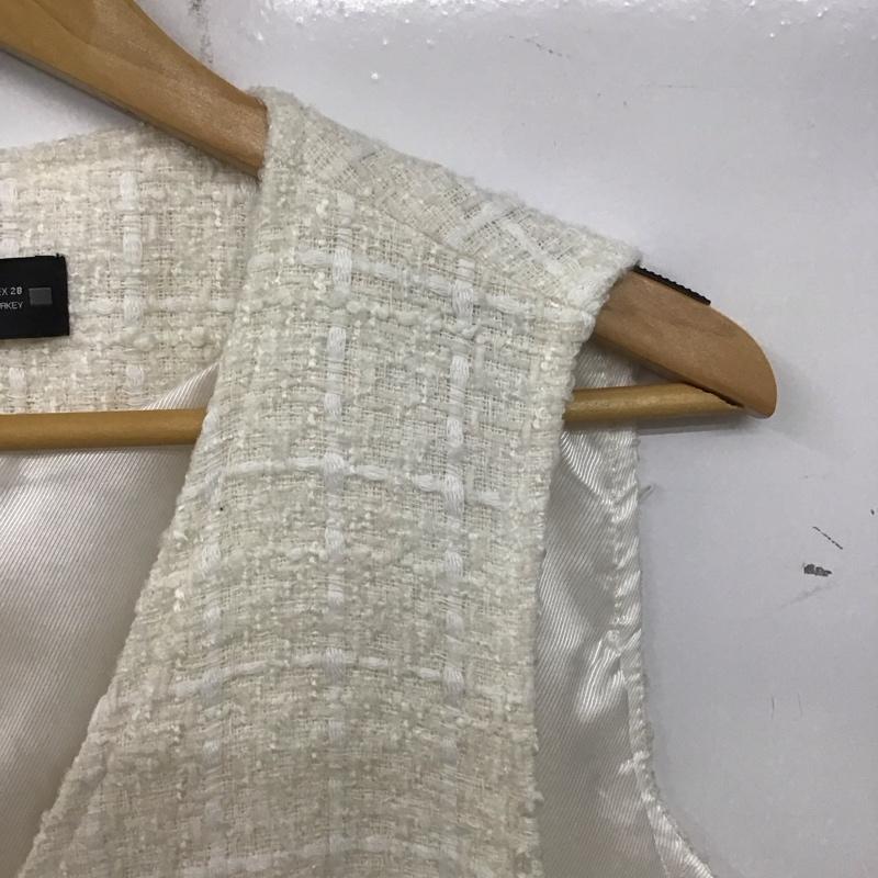 ザラ ZARA ベスト ベスト 2997 220 251 ロング丈 M チェック 白 / ホワイト /  レディース USED 古着 中古 10139115