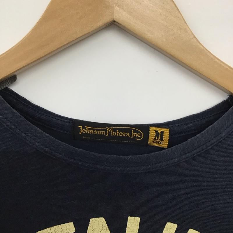 ジョンソン モータース Johnson Motors Inc. Tシャツ 半袖 半袖カットソー プリントTシャツ クルーネックカットソー M ロゴ、文字 紺 / ネイビー /  メンズ USED 古着 中古 10132354