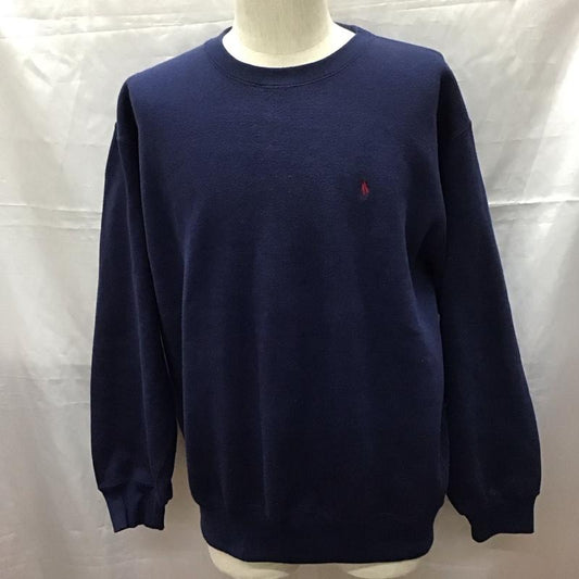 ポロバイラルフローレン Polo by RALPH LAUREN トレーナー 長袖 長袖トレーナー スウェット クルーネック リブスウェットカットソー L ロゴ、文字 紺 / ネイビー /  メンズ USED 古着 中古 10111814
