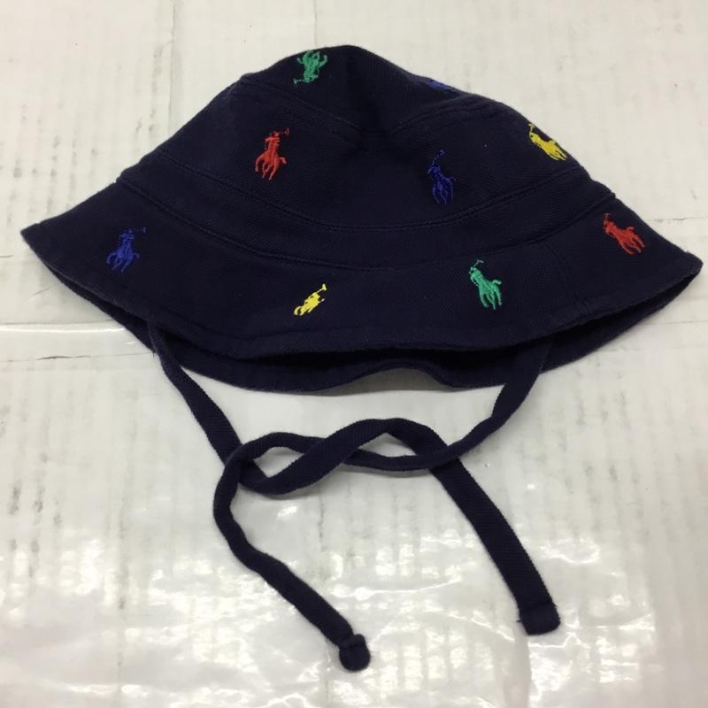 ラルフローレン RALPHLAUREN 帽子 ハット ポニー コットン ベビー 12-24M 49cm 総柄 紺 / ネイビー /  ガールズ USED 古着 中古 10106699