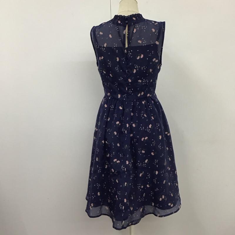 ティティーアンドコー titty&Co. ワンピース ひざ丈スカート 081-363-199 ノースリーブ スタンドネック S 花柄 紺 / ネイビー /  レディース USED 古着 中古 10114646