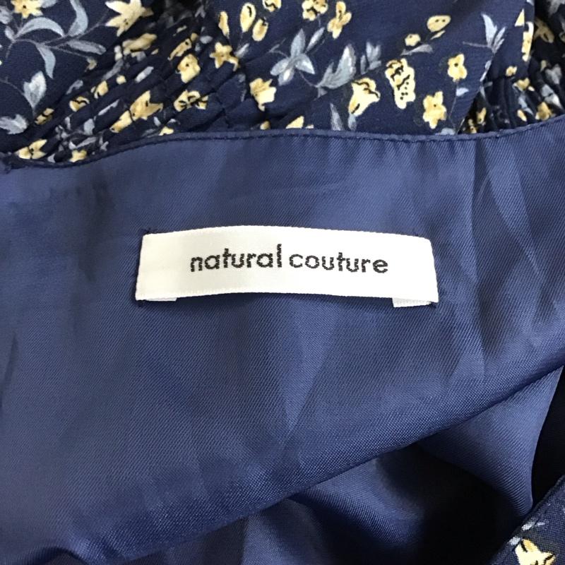 ナチュラルクチュール natural couture ワンピース ロングスカート 720180 五分袖 Vネック FREE 花柄 紺 / ネイビー /  レディース USED 古着 中古 10115508