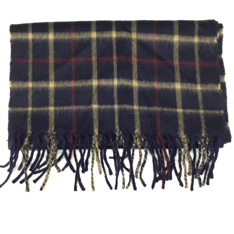 ブルックスブラザーズ BROOKS BROTHERS マフラー マフラー カシミヤ フリンジ チェック ロゴ、文字 紺 / ネイビー / X ベージュ / ベージュ / X 赤 / レッド /  メンズ USED 古着 中古 10113645