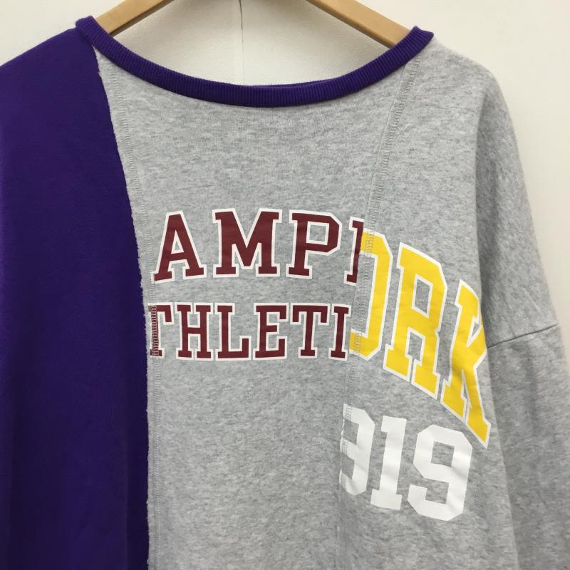 チャンピオン Champion トレーナー 長袖 CW-Q007 L プリント 灰 / グレー / X 紫 / パープル /  レディース USED 古着 中古 10138232
