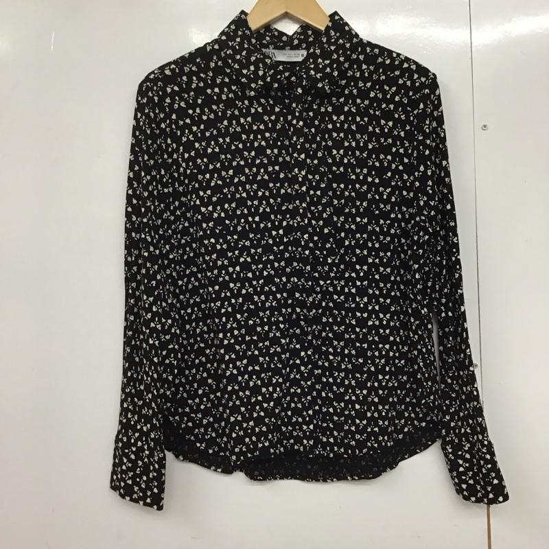 ザラ ZARA シャツ、ブラウス 長袖 9006 163 800 リボンタイ L 総柄 黒 / ブラック /  レディース USED 古着 中古 10143855