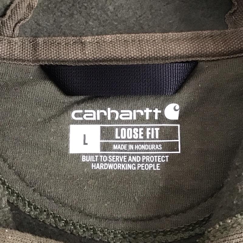 カーハート Carhartt パーカー 長袖 TS0121 プルオーバー 裏起毛 L ワンポイント カーキ / カーキ /  メンズ USED 古着 中古 10121333