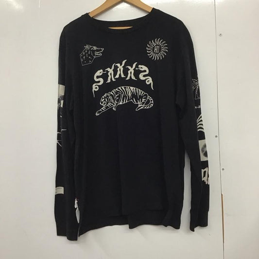 ディーゼル DIESEL カットソー 長袖 長袖カットソー プリントカットソー クルーネック L プリント 黒 / ブラック /  メンズ USED 古着 中古 10132370