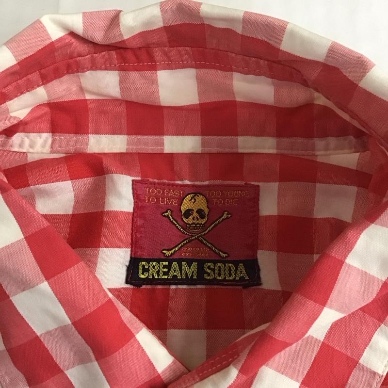 クリームソーダ CREAMSODA シャツ、ブラウス 半袖 ボタンダウン 胸ポケット チェック 白 / ホワイト / X 赤 / レッド /  メンズ USED 古着 中古 10113080