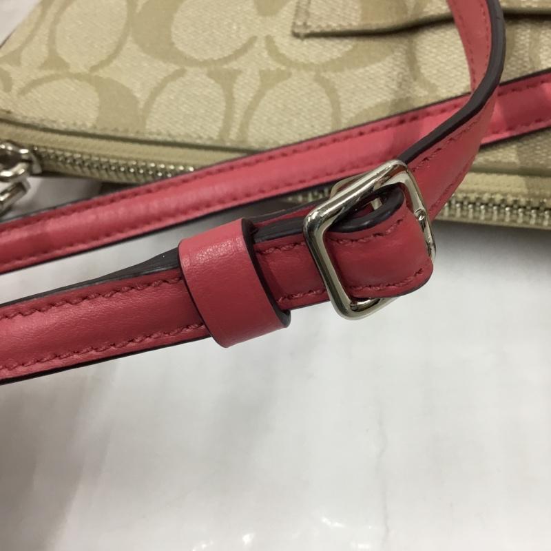 コーチ COACH ショルダーバッグ ショルダーバッグ F58316 シグネチャー ロゴ、文字 ベージュ / ベージュ / X 桃 / ピンク /  レディース USED 古着 中古 10105768