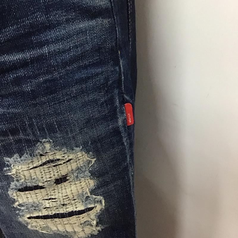 ダブルタップス WTAPS パンツ デニム、ジーンズ デニムパンツ ダメージ加工パンツ スリムパンツ S ダメージ加工 インディゴ / インディゴ /  メンズ USED 古着 中古 10109826