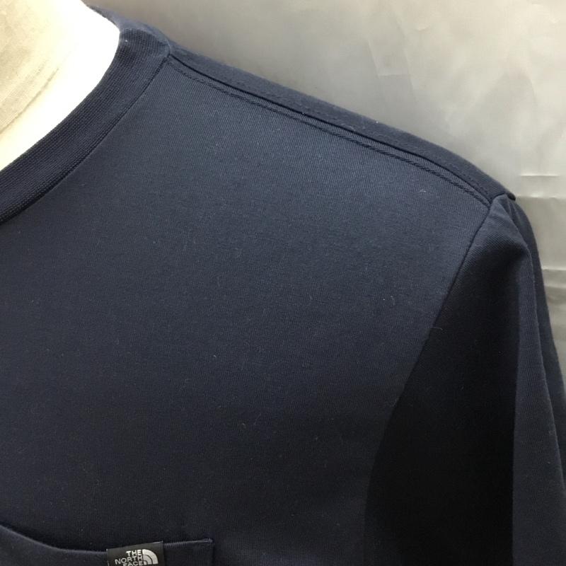 ザノースフェイス THE NORTH FACE Tシャツ 半袖 NT31931Z 胸ポケット M ロゴ、文字 紺 / ネイビー /  メンズ USED 古着 中古 10111351