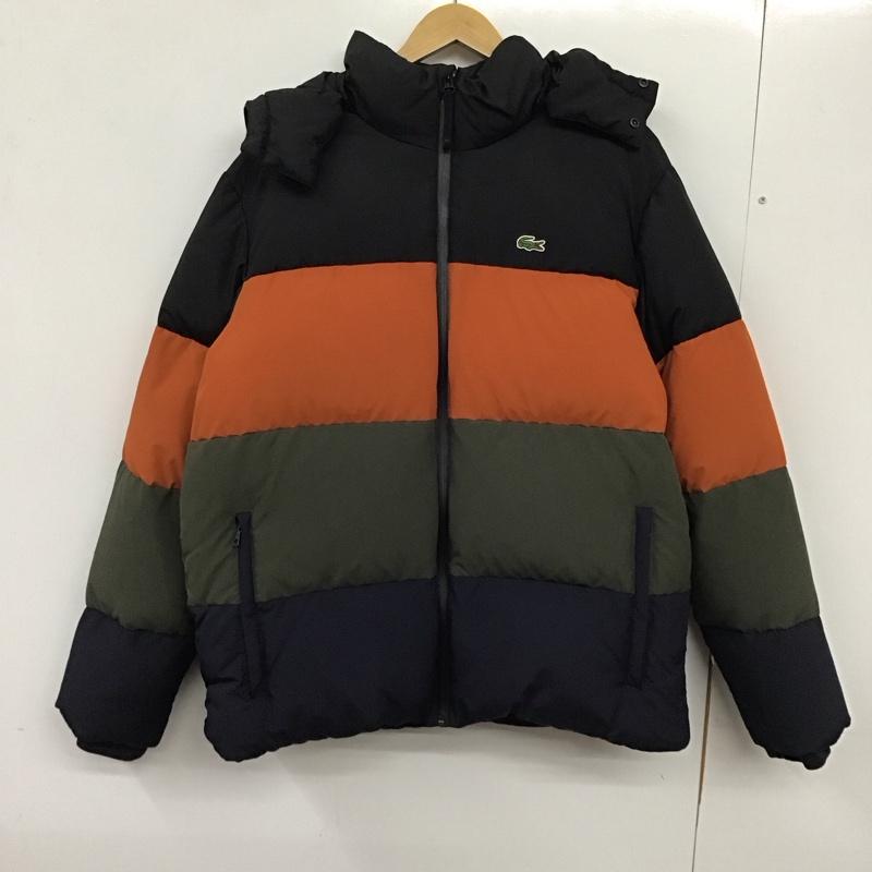 ラコステ LACOSTE ジャケット、上着 ジャケット、ブレザー ジップアップジャケット ダウンジャケット アウター ボーダー柄 黒 / ブラック / X 橙 / オレンジ / X 紺 / ネイビー / X カーキ / カーキ /  メンズ USED 古着 中古 10137221