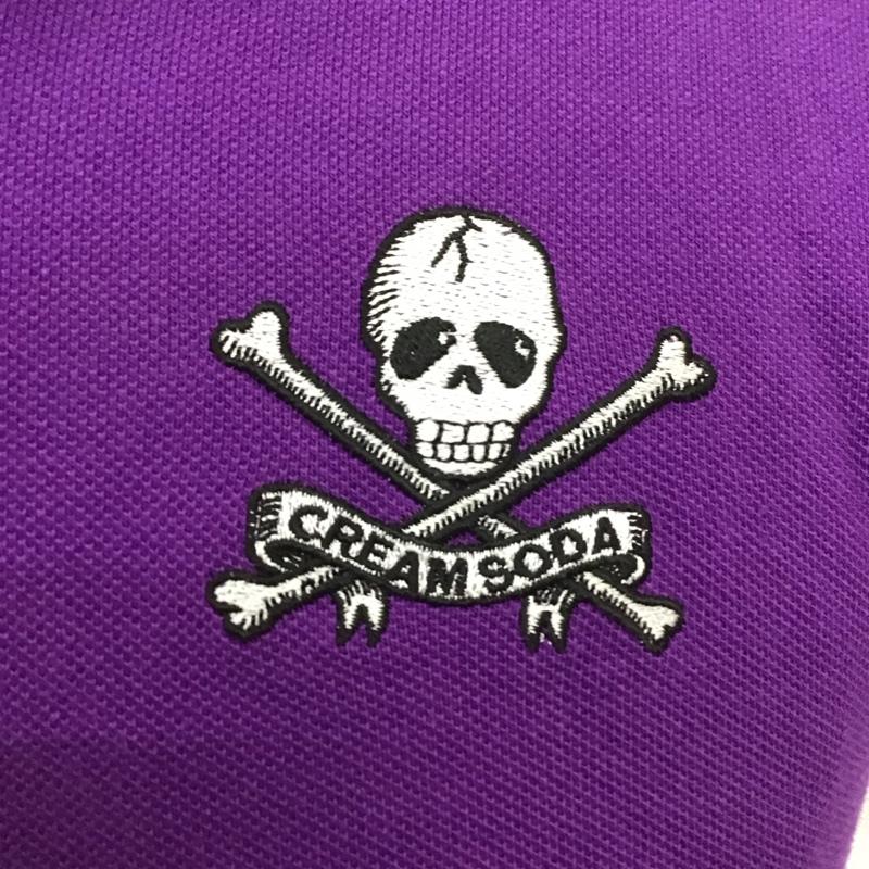 クリームソーダ CREAMSODA ポロシャツ 半袖 半袖ポロシャツ カラーシャツ 半袖カットソー S ロゴ、文字 紫 / パープル /  メンズ USED 古着 中古 10113113