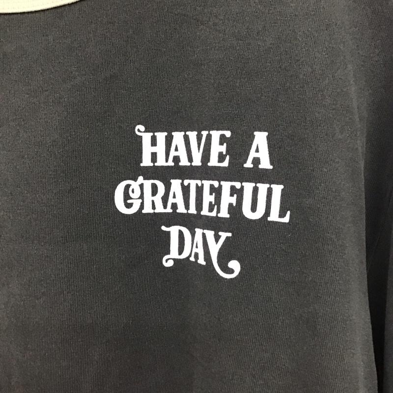 ハブアグレイトフルデイ HAVE A GRATEFUL DAY Tシャツ 半袖 半袖カットソー プリントTシャツ クルーネックカットソー L ロゴ、文字 灰 / グレー /  メンズ USED 古着 中古 10133114