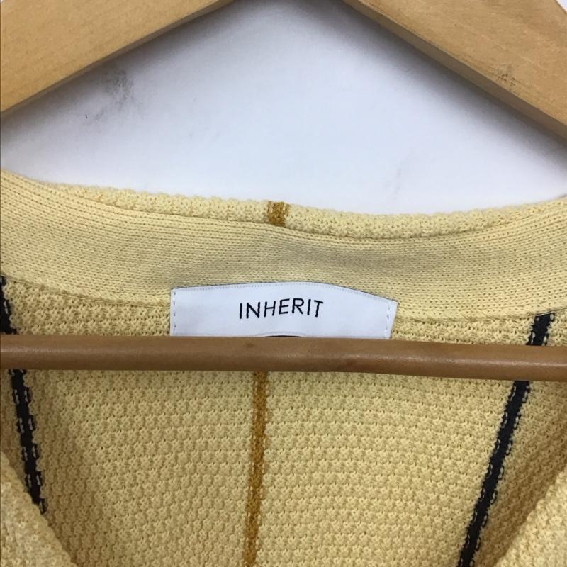 インヘリット INHERIT カーディガン 長袖 長袖カーディガン 前ボタン ニットカーディガン ストライプ 黄 / イエロー /  メンズ USED 古着 中古 10130087