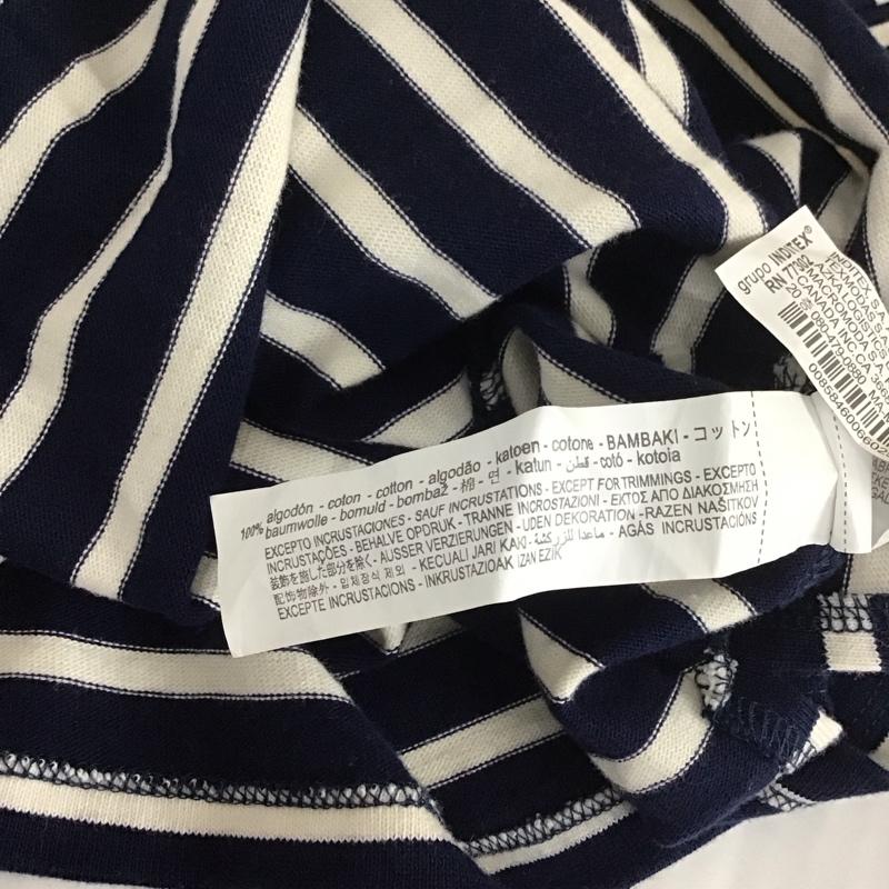 ザラ ZARA カットソー 半袖 0858 460 066 フレンチスリーブ ノースリーブ S ボーダー柄 白 / ホワイト / X 紺 / ネイビー /  レディース USED 古着 中古 10113490