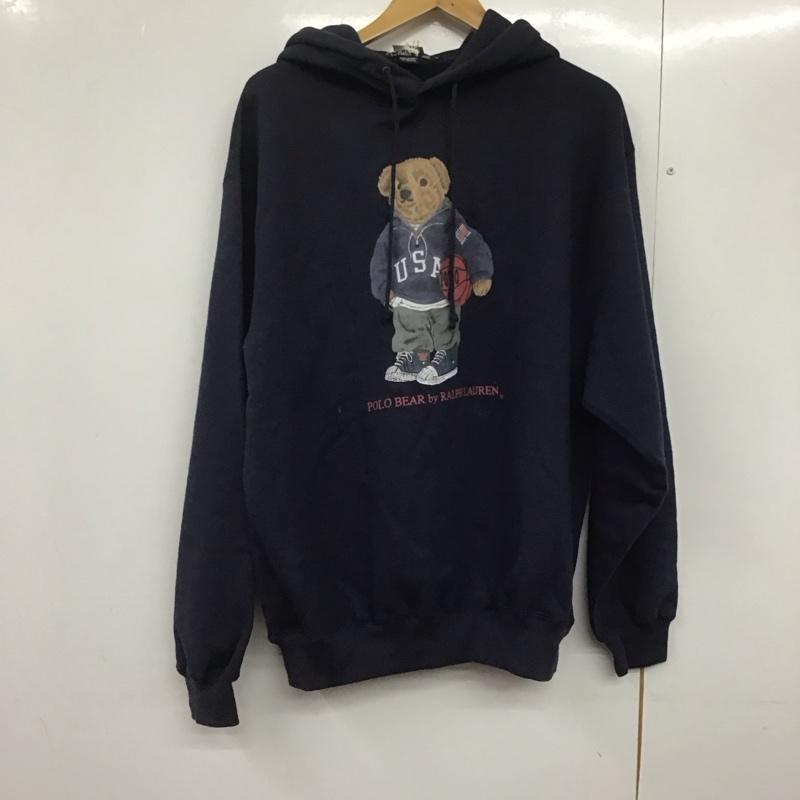 ポロバイラルフローレン Polo by RALPH LAUREN パーカー 長袖 長袖パーカー プルオーバーパーカー スウェット M ロゴ、文字 紺 / ネイビー /  メンズ USED 古着 中古 10143491