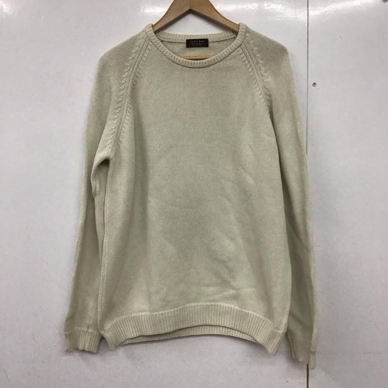 ザラ ZARA ニット、セーター 長袖 長袖ニットカットソー クルーネック セーター L 無地 白 / ホワイト /  メンズ USED 古着 中古 10143189