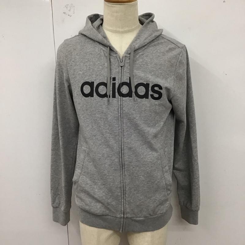 アディダスネオレーベル adidas NEO Label パーカー 長袖 ジップアップ スウェット L ロゴ、文字 灰 / グレー /  メンズ USED 古着 中古 10123286