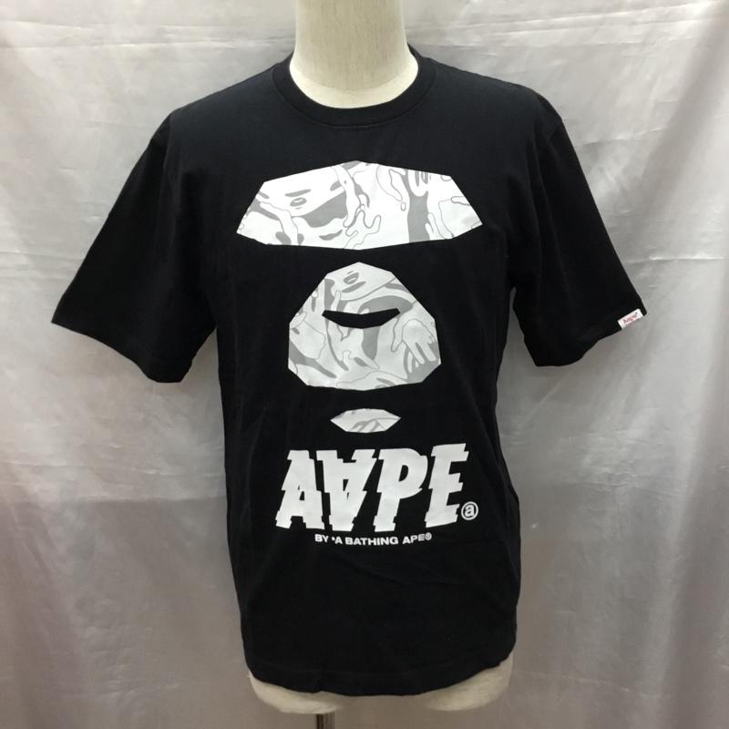 エーエイプバイアベイシングエイプ AAPE BY A BATHING APE Tシャツ 半袖 クルーネック プリント M ロゴ、文字 黒 / ブラック /  メンズ USED 古着 中古 10119802