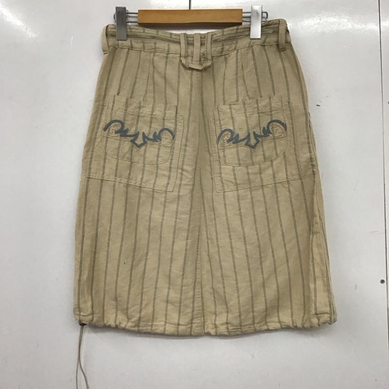 ディーゼル DIESEL スカート ミニスカート 26インチ ストライプ X ロゴ、文字 ベージュ / ベージュ /  レディース USED 古着 中古 10140354