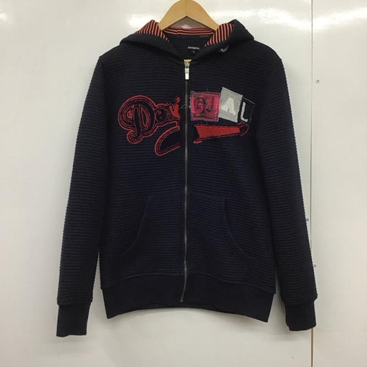 デシグアル Desigual パーカー 長袖 ジップアップパーカー 長袖パーカー カジュアルジャケット S ロゴ、文字 紺 / ネイビー /  メンズ USED 古着 中古 10148784