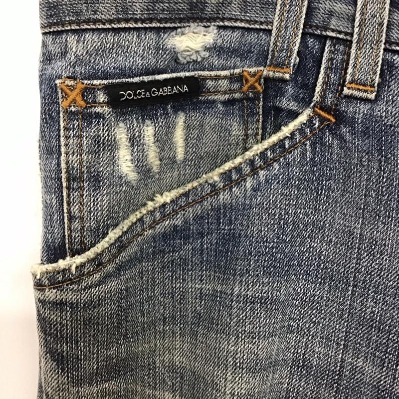 ドルチェアンドガッバーナ DOLCE&GABBANA パンツ デニム、ジーンズ デニムパンツ ワイドパンツ カジュアルパンツ ダメージ加工 インディゴ / インディゴ /  メンズ USED 古着 中古 10137976