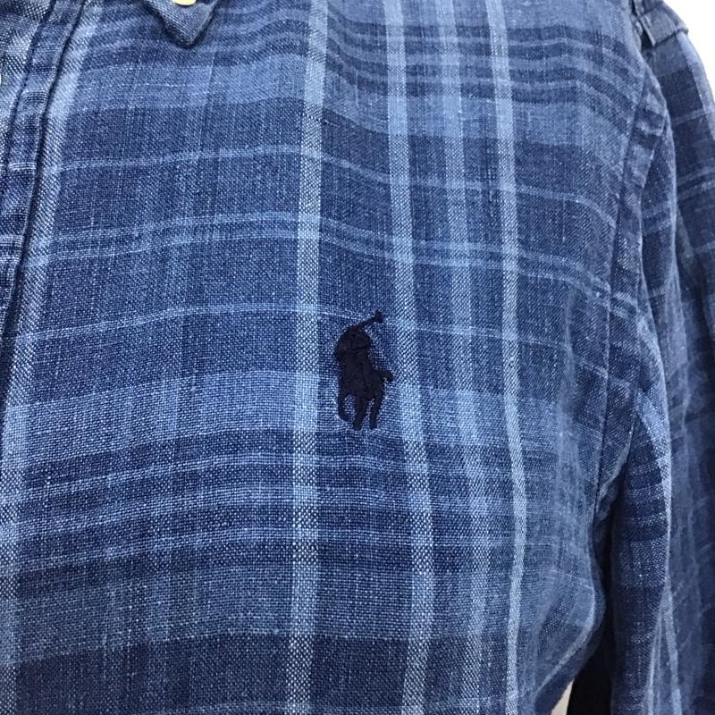ラルフローレン RALPHLAUREN シャツ、ブラウス 長袖 長袖シャツ チェックシャツ ボタンダウンシャツ XS プリント インディゴ / インディゴ /  メンズ USED 古着 中古 10115963