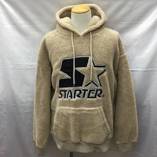 スターター STARTER パーカー 長袖 長袖パーカー フード付きパーカー プリントスウェット フリーストレーナー XL ロゴ、文字 ベージュ / ベージュ /  メンズ USED 古着 中古 10120283