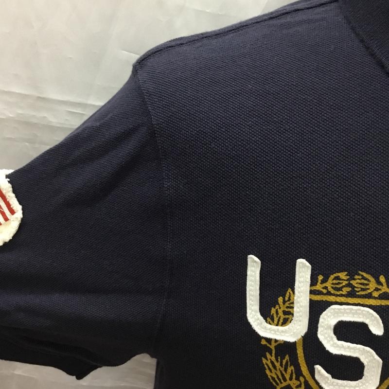 トミーヒルフィガー TOMMY HILFIGER ポロシャツ 半袖 L 無地 紺 / ネイビー /  メンズ USED 古着 中古 10112772