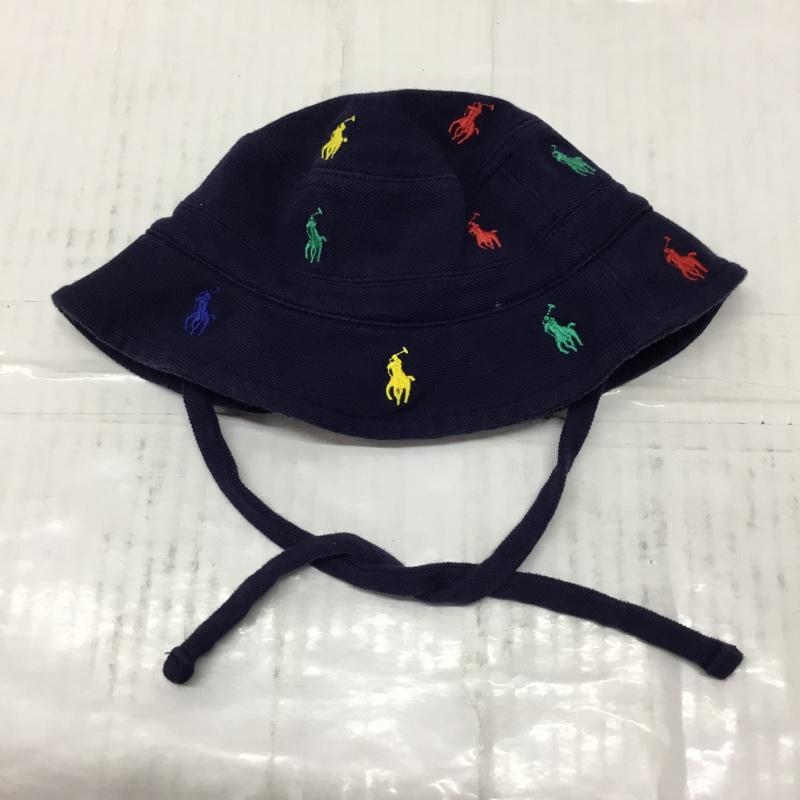 ラルフローレン RALPHLAUREN 帽子 ハット ポニー コットン ベビー 12-24M 49cm 総柄 紺 / ネイビー /  ガールズ USED 古着 中古 10106699