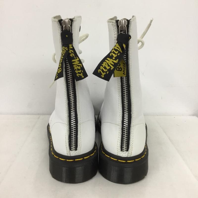 ドクターマーチン Dr.Martens ブーツ 一般 10ホール 10EYE Y s バックジップ UK6 箱有 US：8 無地 白 / ホワイト / X 黒 / ブラック /  レディース USED 古着 中古 10149853