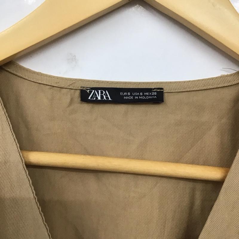 ザラ ZARA ワンピース ミニスカート 半袖ワンピース フレアスカート 前開き S 無地 ベージュ / ベージュ /  レディース USED 古着 中古 10128746