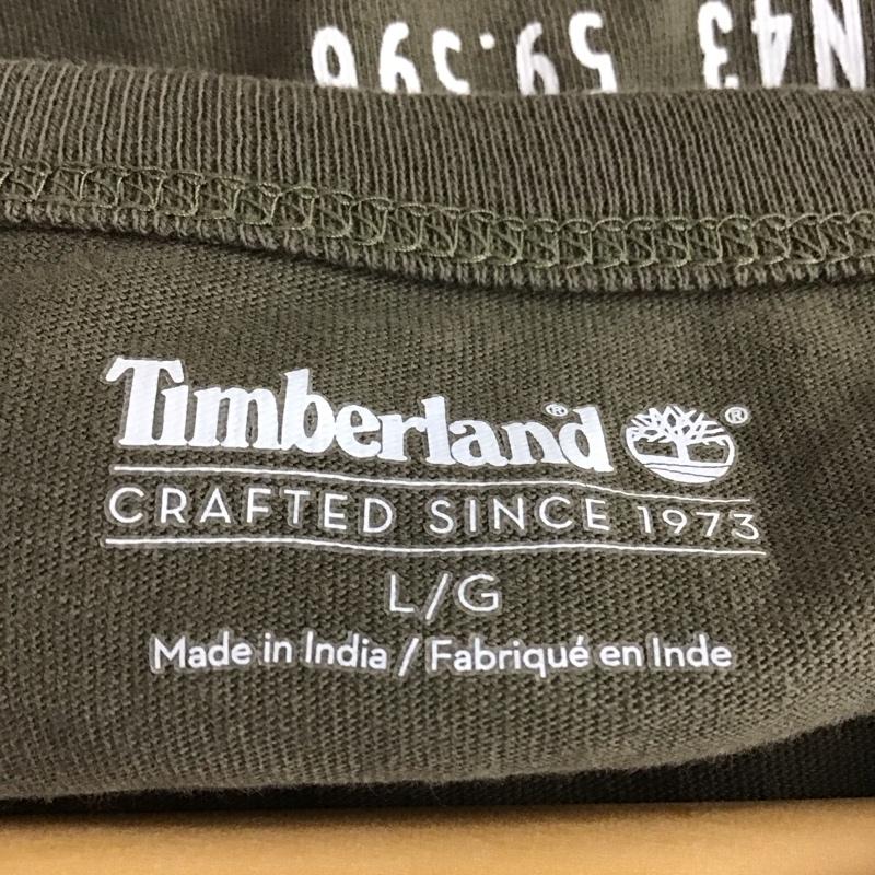 ティンバーランド Timberland Tシャツ 半袖 半袖カットソー プリントTシャツ クルーネックカットソー L ロゴ、文字 カーキ / カーキ /  メンズ USED 古着 中古 10141874