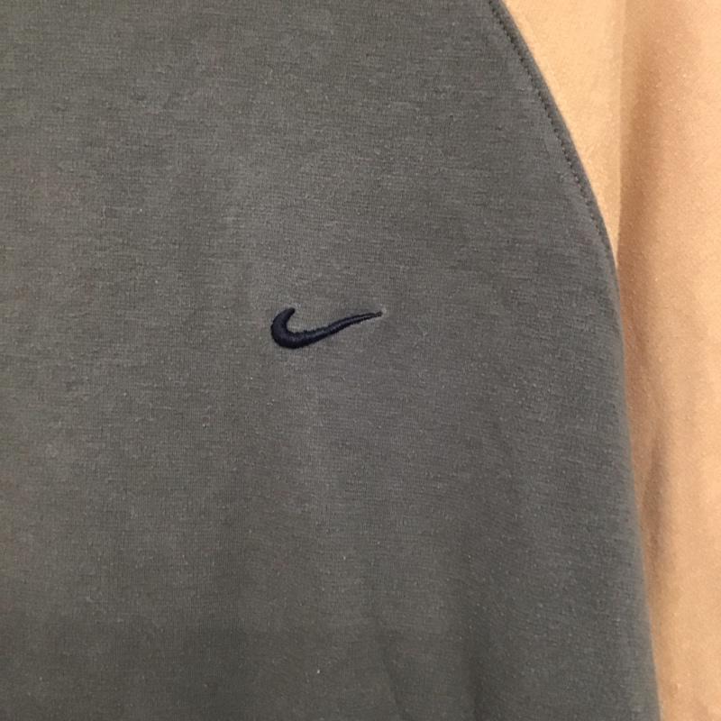ナイキ NIKE カットソー 長袖 長袖カットソー プリントカットソー クルーネック ラグラン XXL ロゴ、文字 ベージュ / ベージュ / X カーキ / カーキ /  メンズ USED 古着 中古 10148493