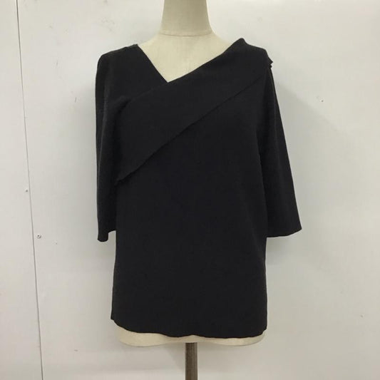 アズールバイマウジー AZUL BY MOUSSY カットソー 七分袖 250EAC70-380H ASYMMETRY CROSS KNIT TOPS M 無地 黒 / ブラック /  レディース USED 古着 中古 10117700