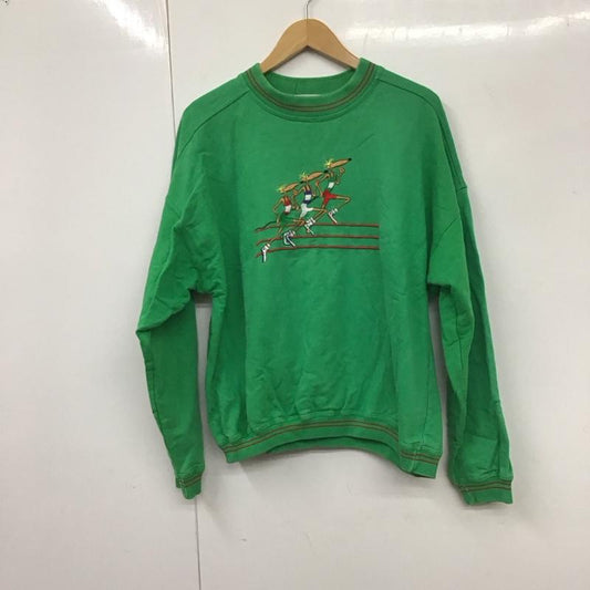 古着 USED トレーナー 長袖 長袖トレーナー スウェット クルーネック プルオーバー M 刺繍 緑 / グリーン /  メンズ USED 古着 中古 10130317