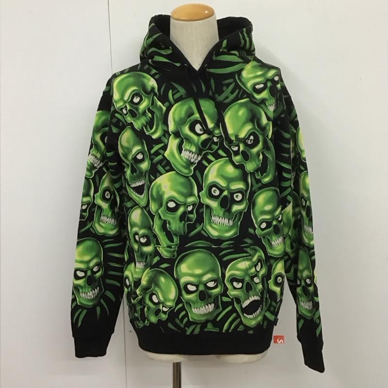 シュプリーム Supreme パーカー 長袖 18SS Skull Pile Hooded Sweartshirt ドクロ プルオーバー ロゴ 裏起毛 M 総柄 黒 / ブラック / X 薄緑 / ライトグリーン /  メンズ USED 古着 中古 10107816