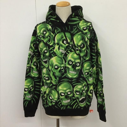 シュプリーム Supreme パーカー 長袖 18SS Skull Pile Hooded Sweartshirt ドクロ プルオーバー ロゴ 裏起毛 M 総柄 黒 / ブラック / X 薄緑 / ライトグリーン /  メンズ USED 古着 中古 10107816