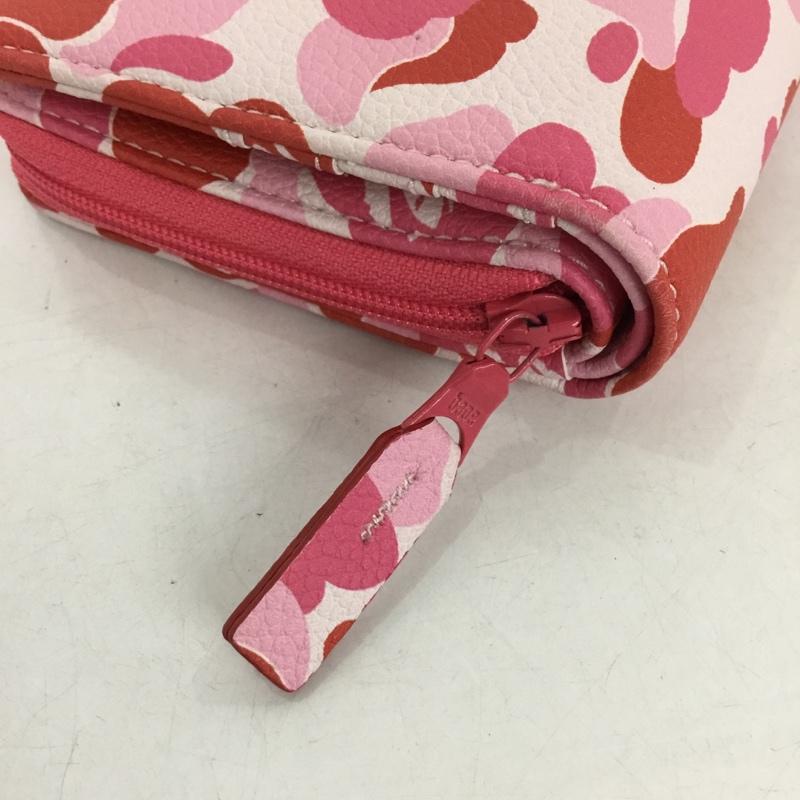 アベイシングエイプ A BATHING APE 財布 二つ折り ABC CAMO MINI WALLET ロゴ カモフラージュ柄・迷彩 桃 / ピンク / X 赤 / レッド /  メンズ USED 古着 中古 10149236