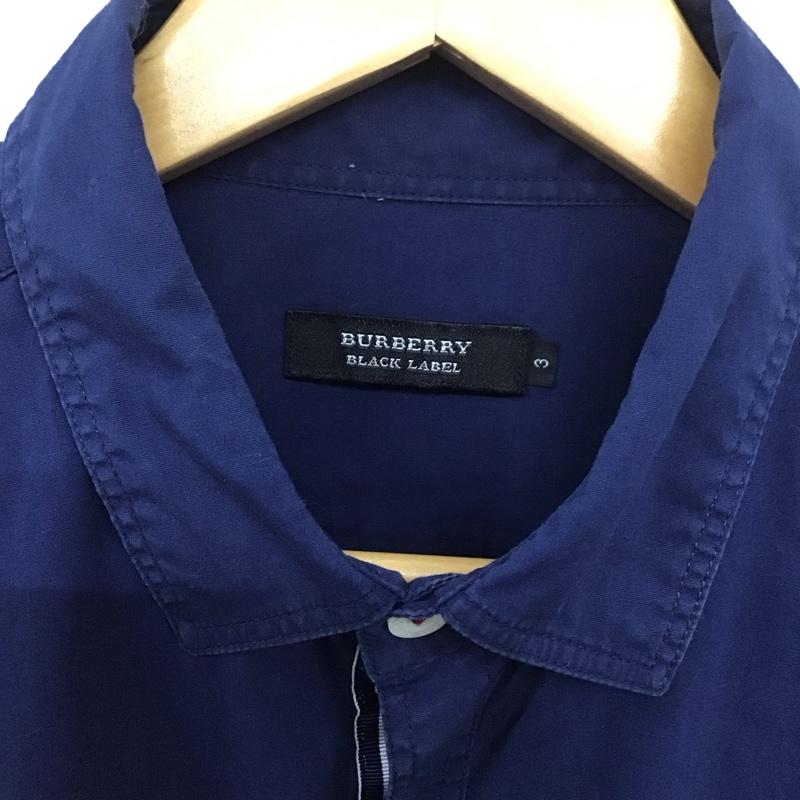 バーバリーブラックレーベル BURBERRY BLACK LABEL シャツ、ブラウス 長袖 長袖シャツ 無地シャツ カラーシャツ 3 ロゴ、文字 紺 / ネイビー /  メンズ USED 古着 中古 10132811